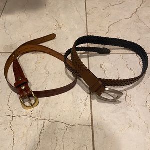 2 leather belts different styles